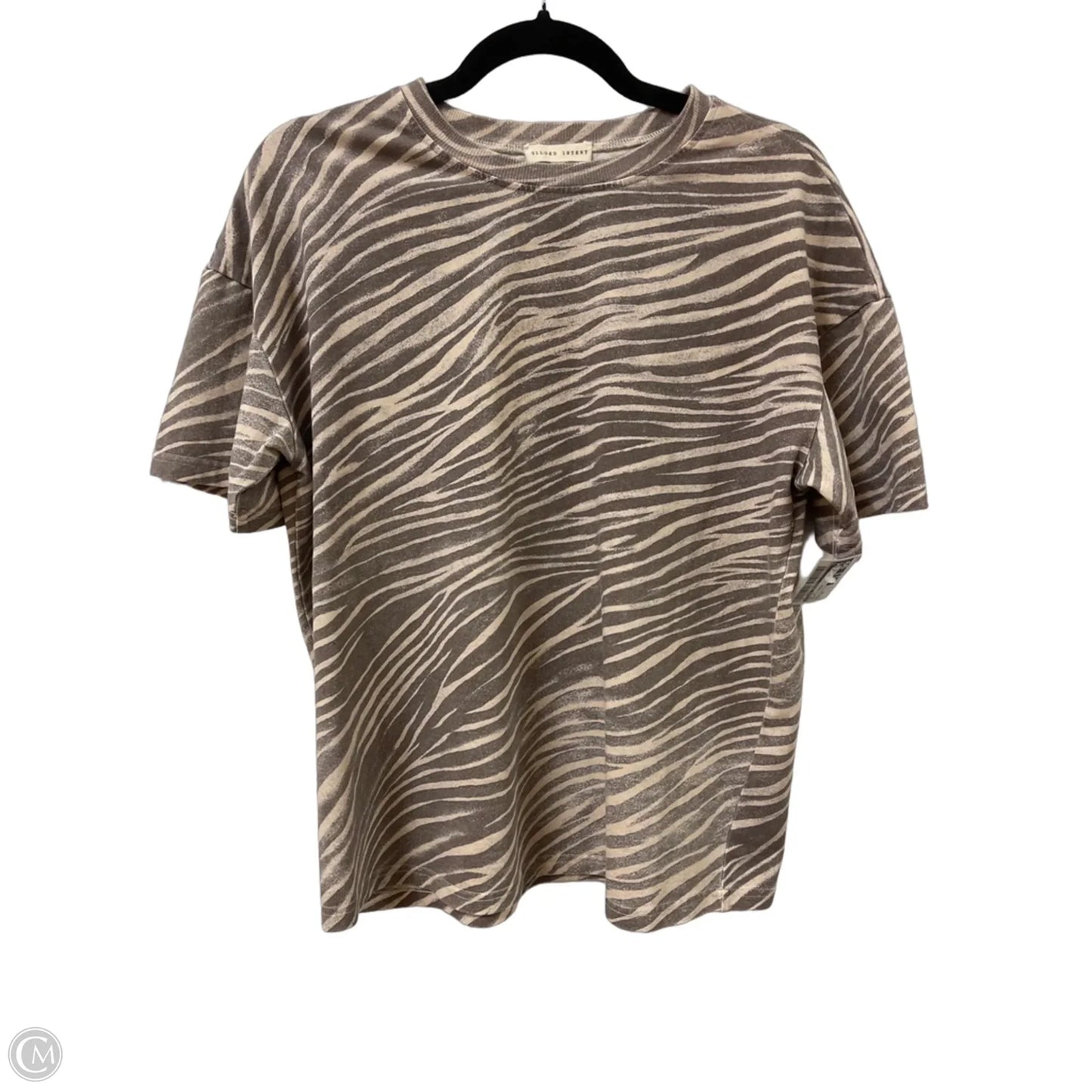 Top Short Sleeve By Gilded Intent In Brown & Cream, Size: Xs