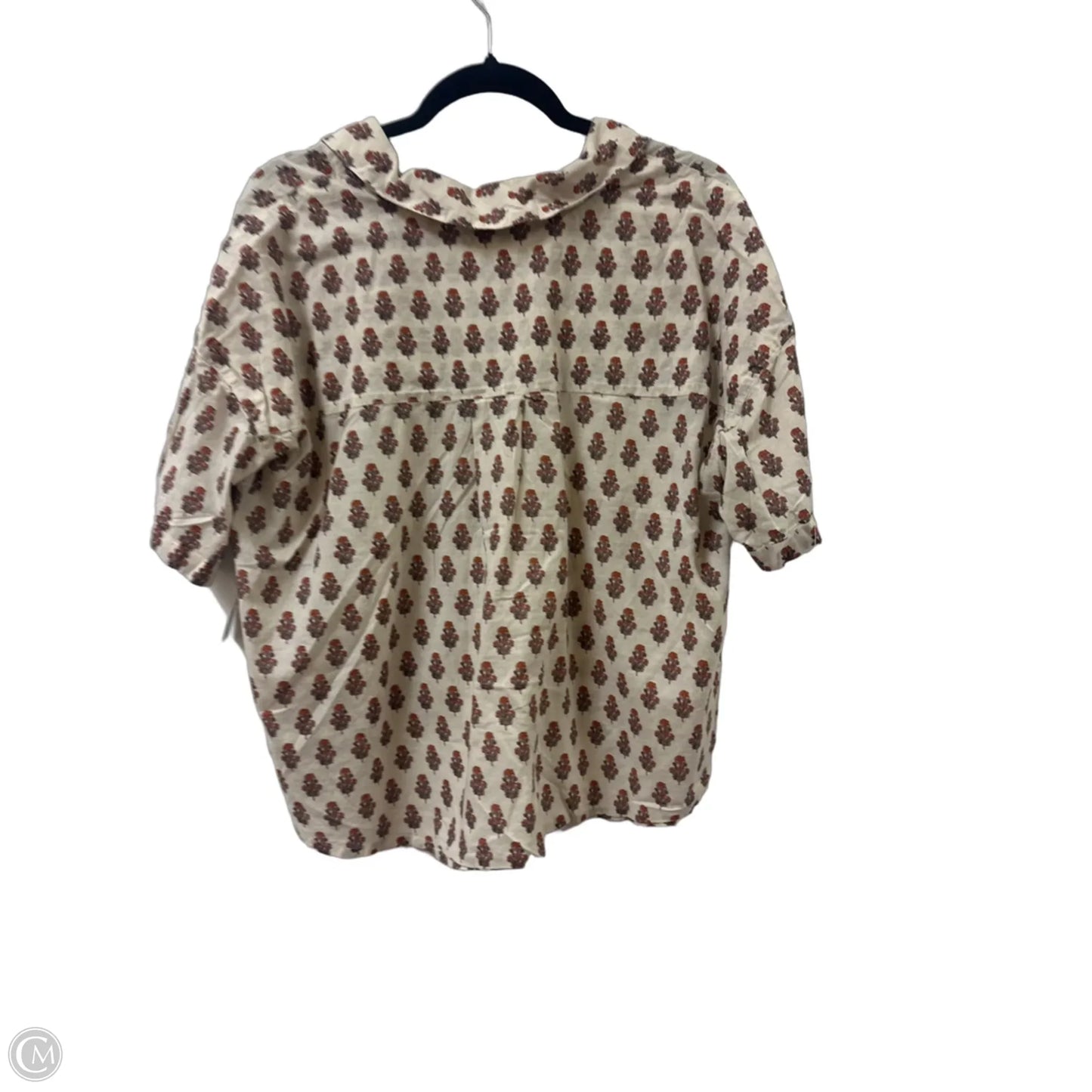 Blouse Short Sleeve By Melrose And Market In Cream & Orange, Size: L