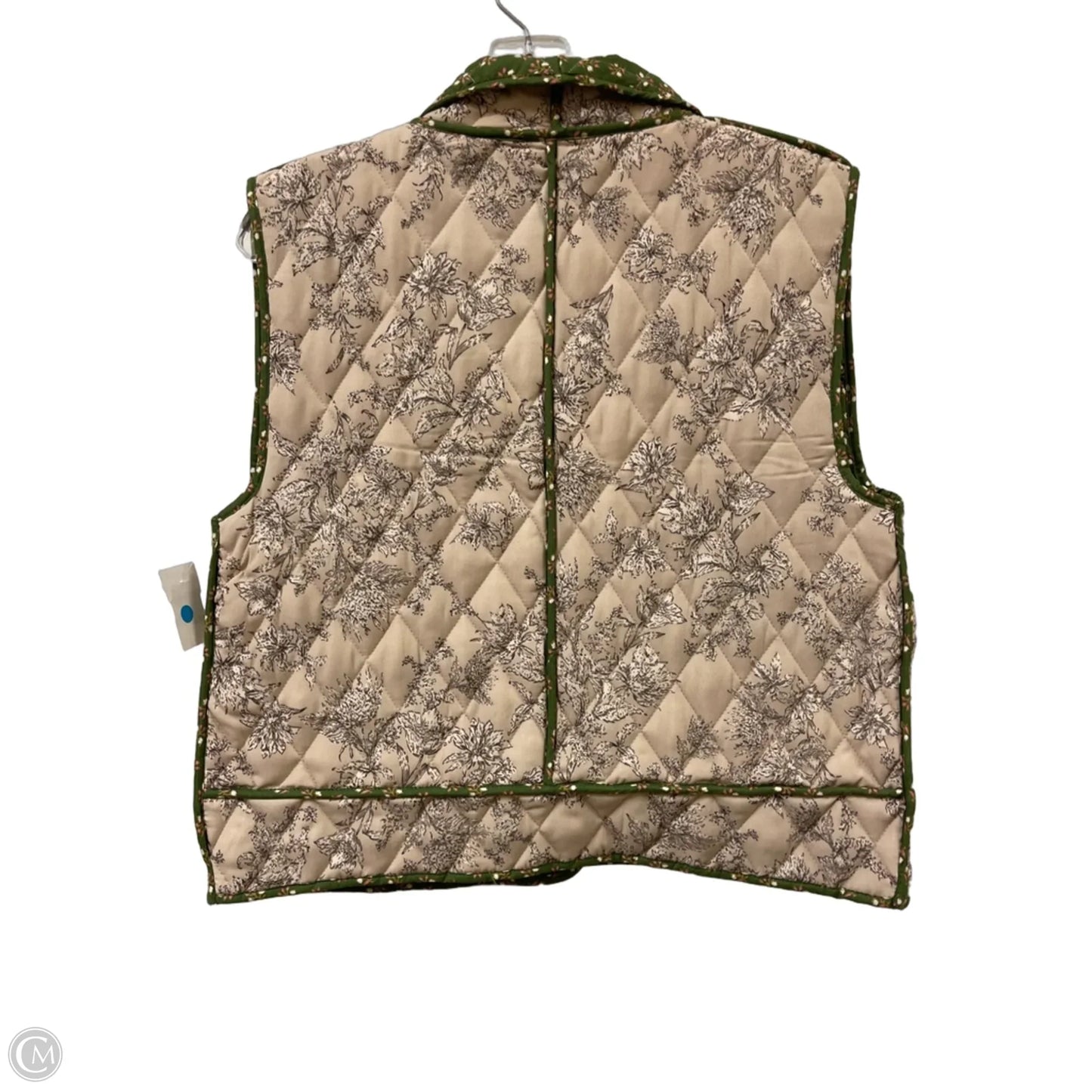 Vest Puffer & Quilted By Entro In Cream & Green, Size: L