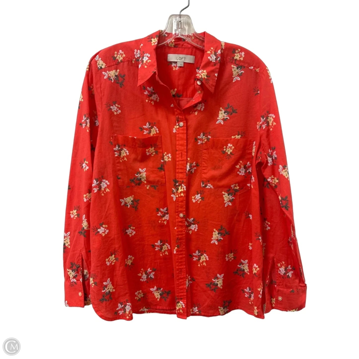 Blouse Long Sleeve By Loft In Red, Size: L