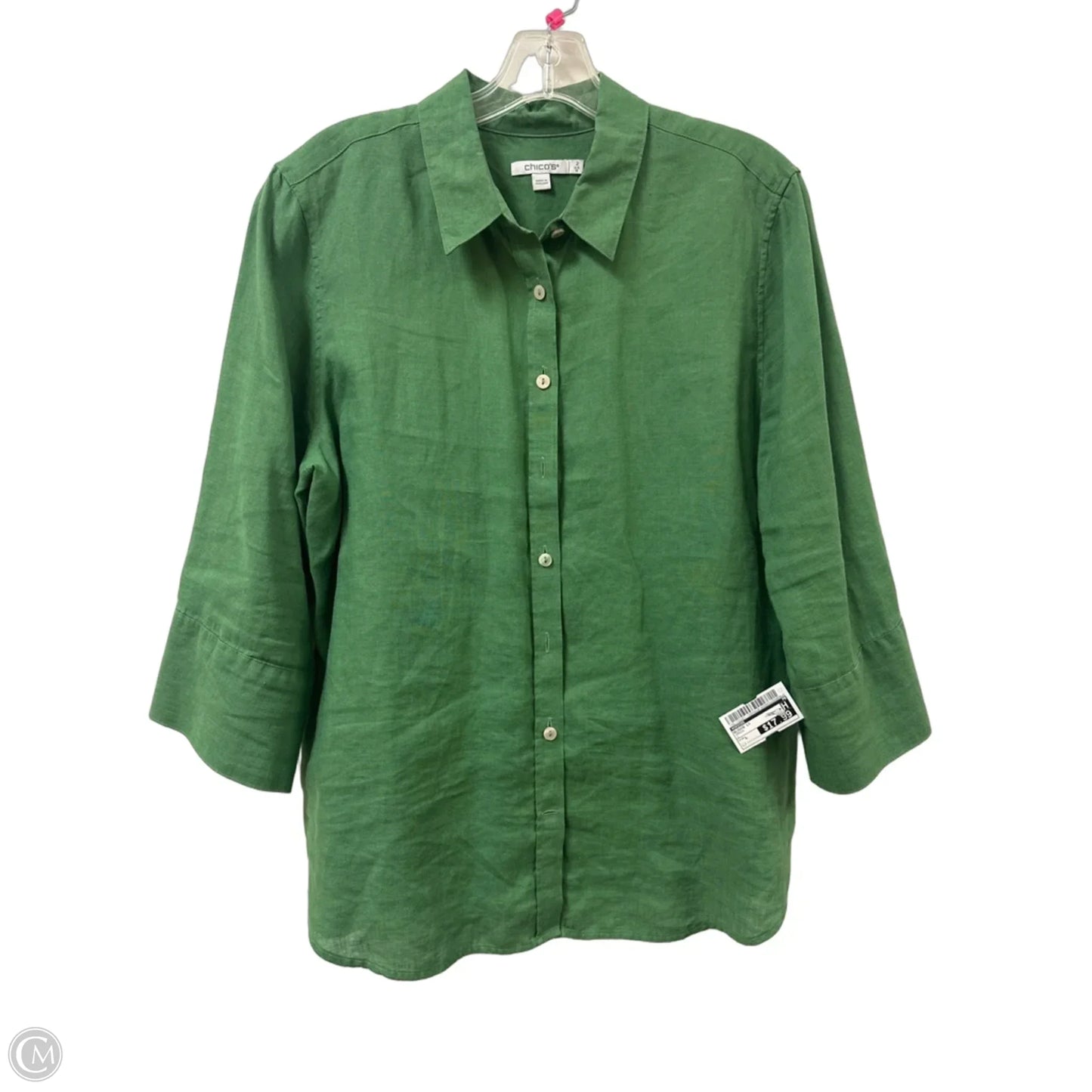 Blouse Long Sleeve By Chicos In Green, Size: L