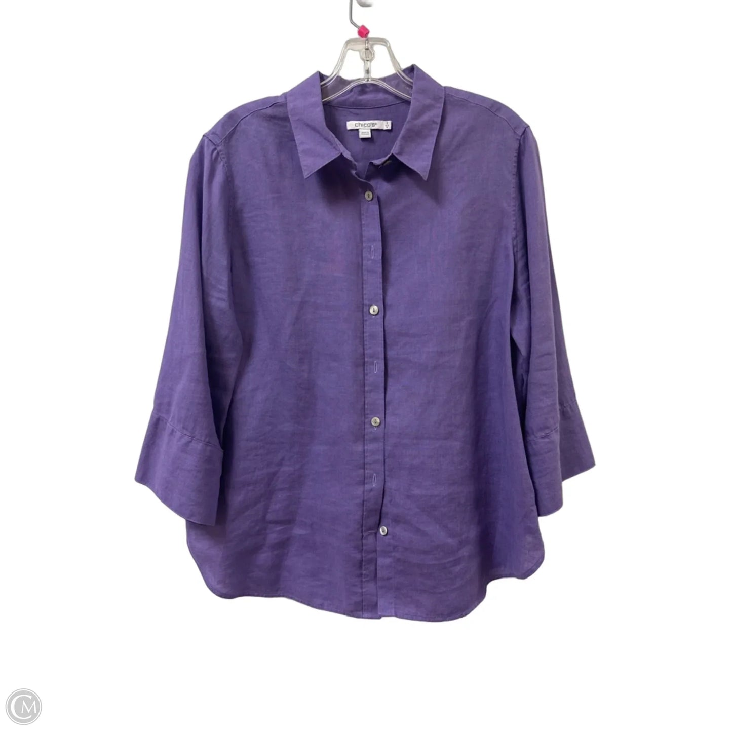 Blouse Long Sleeve By Chicos In Purple, Size: L