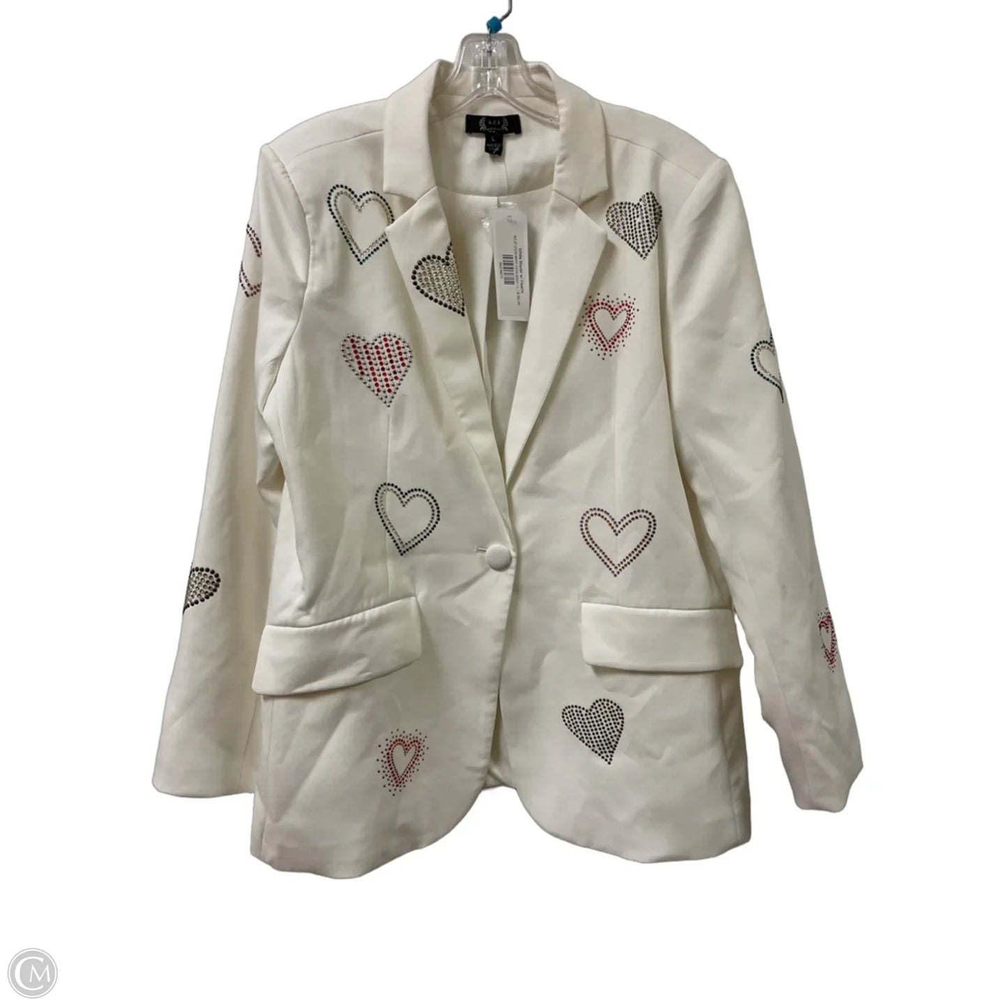 Blazer By Clothes Mentor In White, Size: L