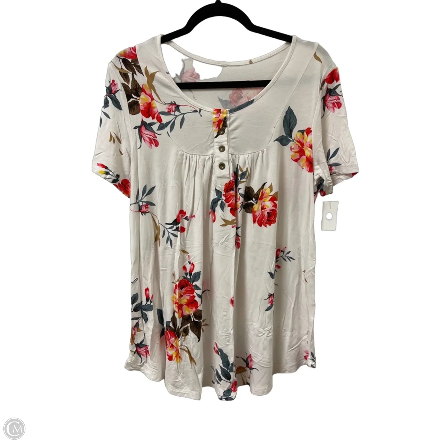 Top Short Sleeve By Clothes Mentor In Floral Print, Size: M