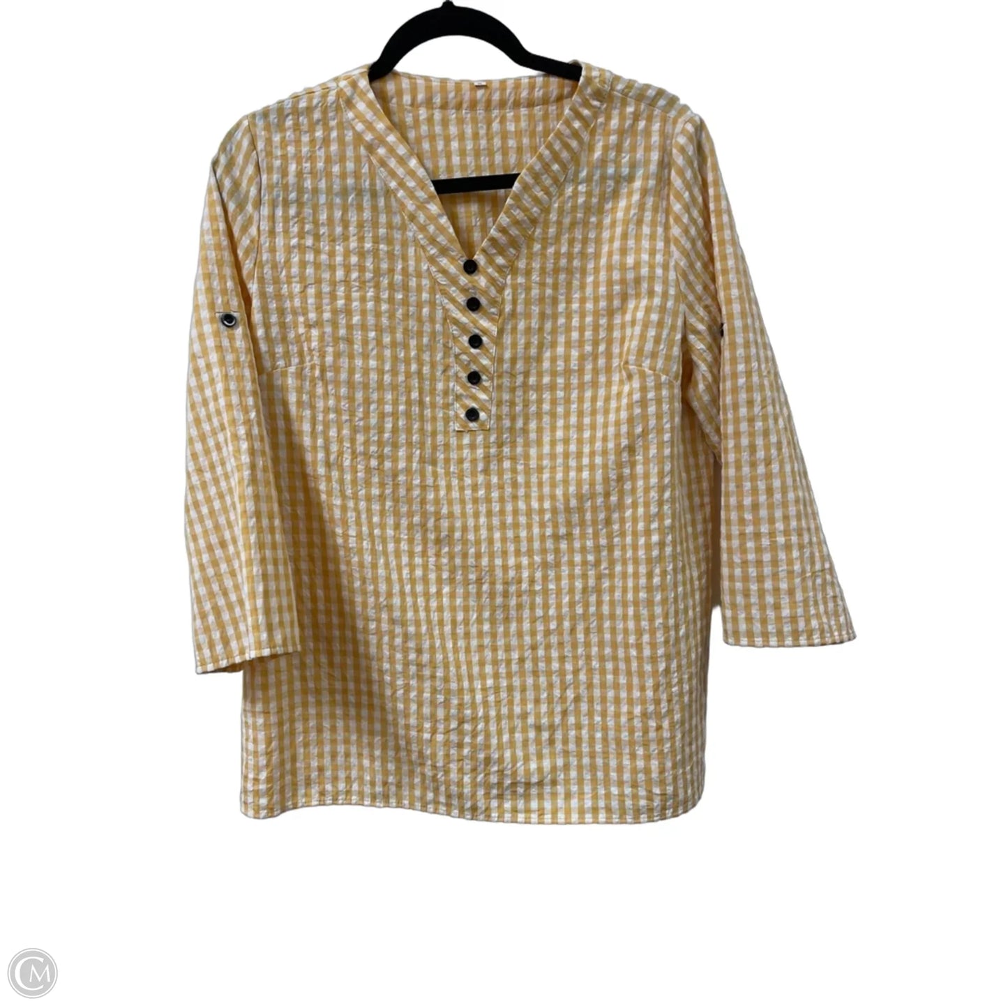 Top Long Sleeve By Clothes Mentor In White & Yellow, Size: Xl
