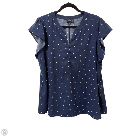Top Short Sleeve By Blu Pepper In Blue & White, Size: 1x