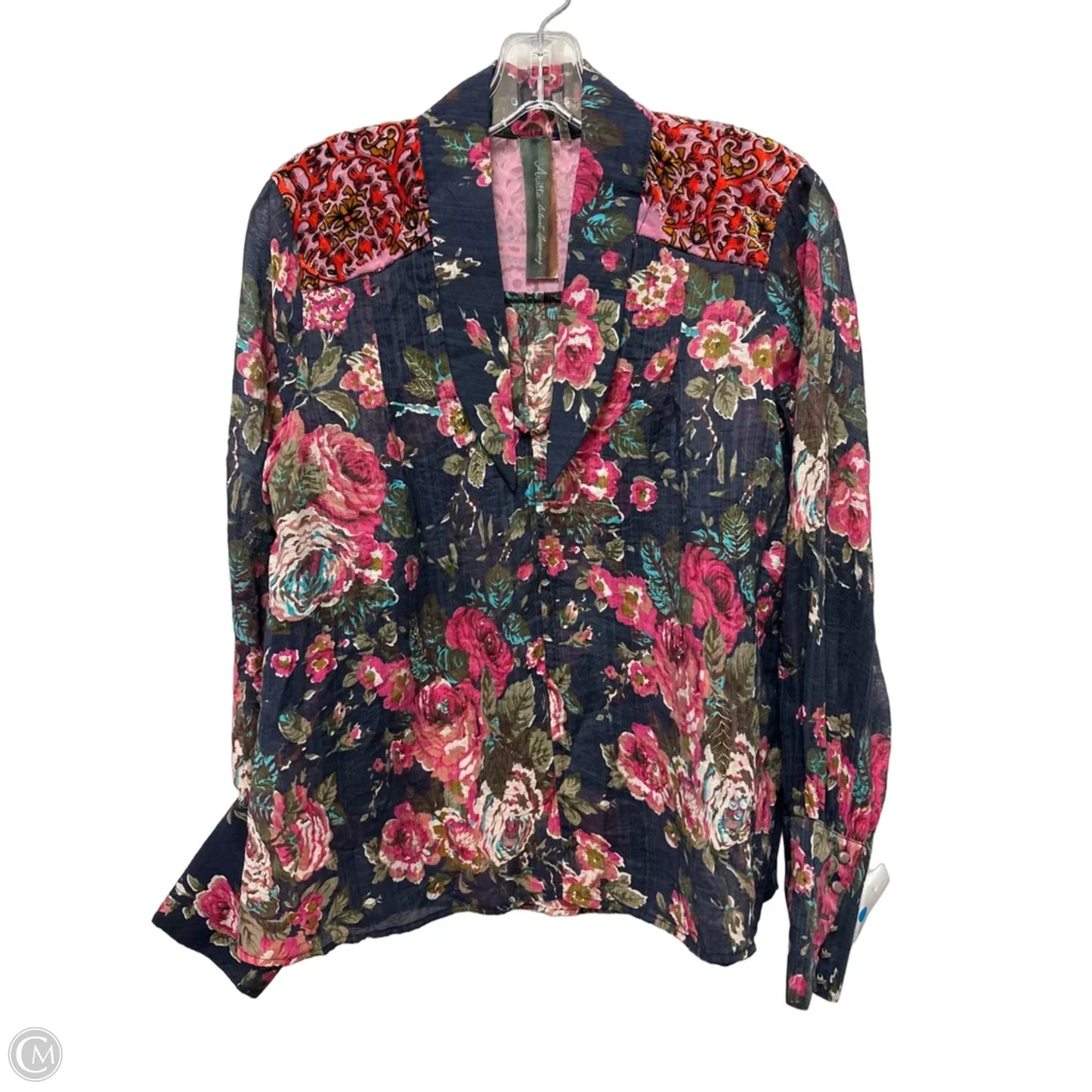 Top Long Sleeve By Aratta Silent Journey In Floral Print, Size: Xs