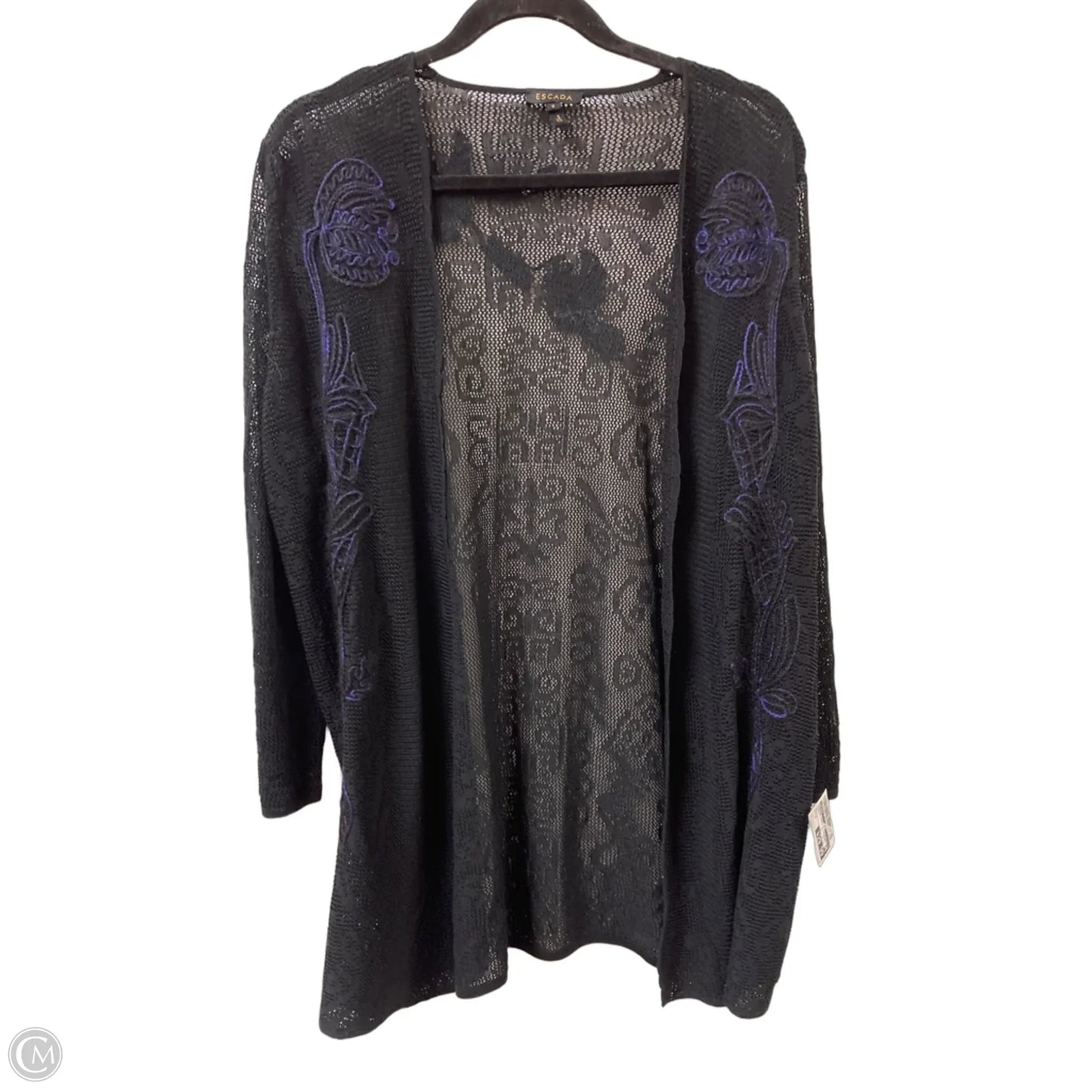 Sweater Cardigan Designer By Escada In Black, Size: S