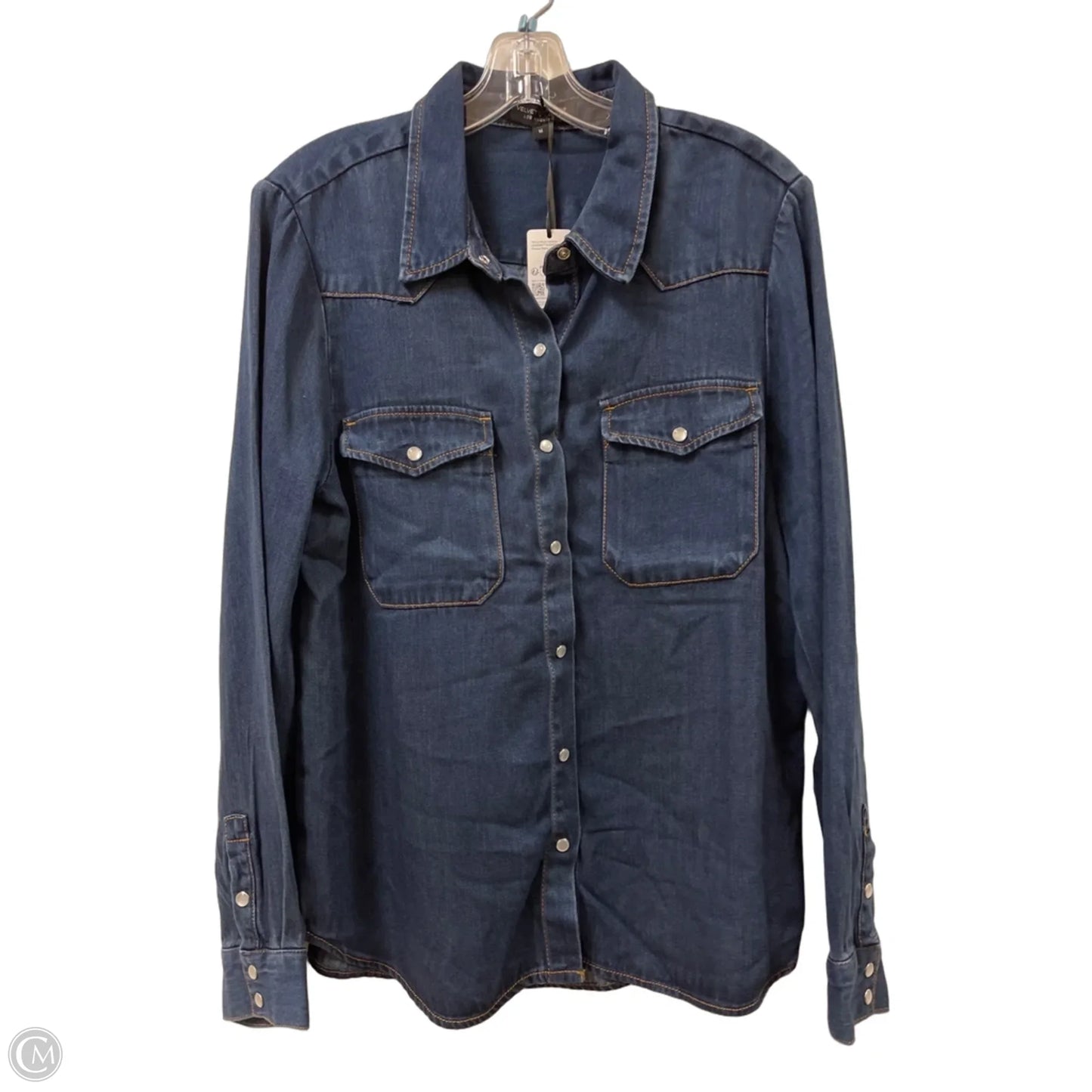 Blouse Long Sleeve By Velvet Heart In Blue Denim, Size: M