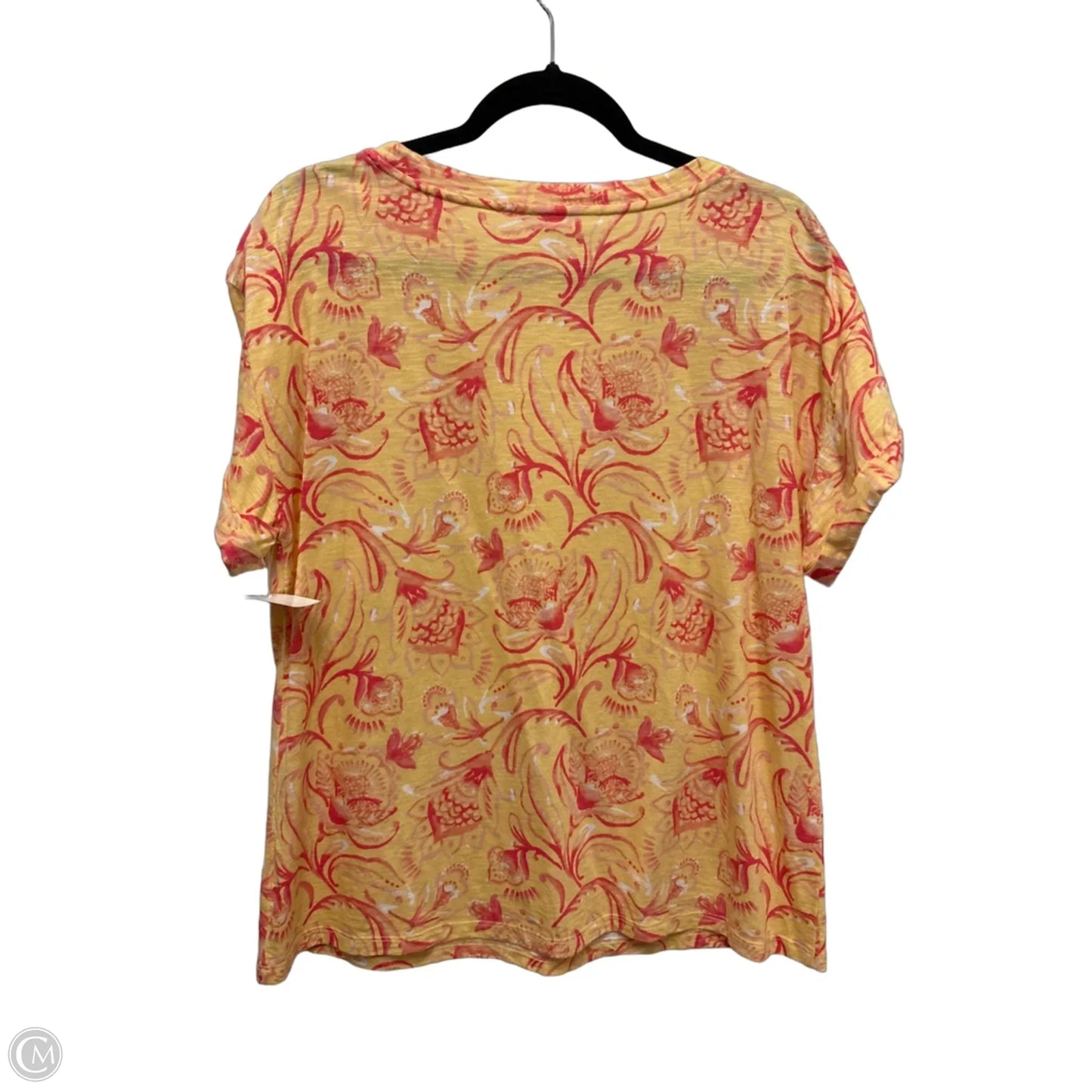 Top Short Sleeve By Talbots In Red & Yellow, Size: L