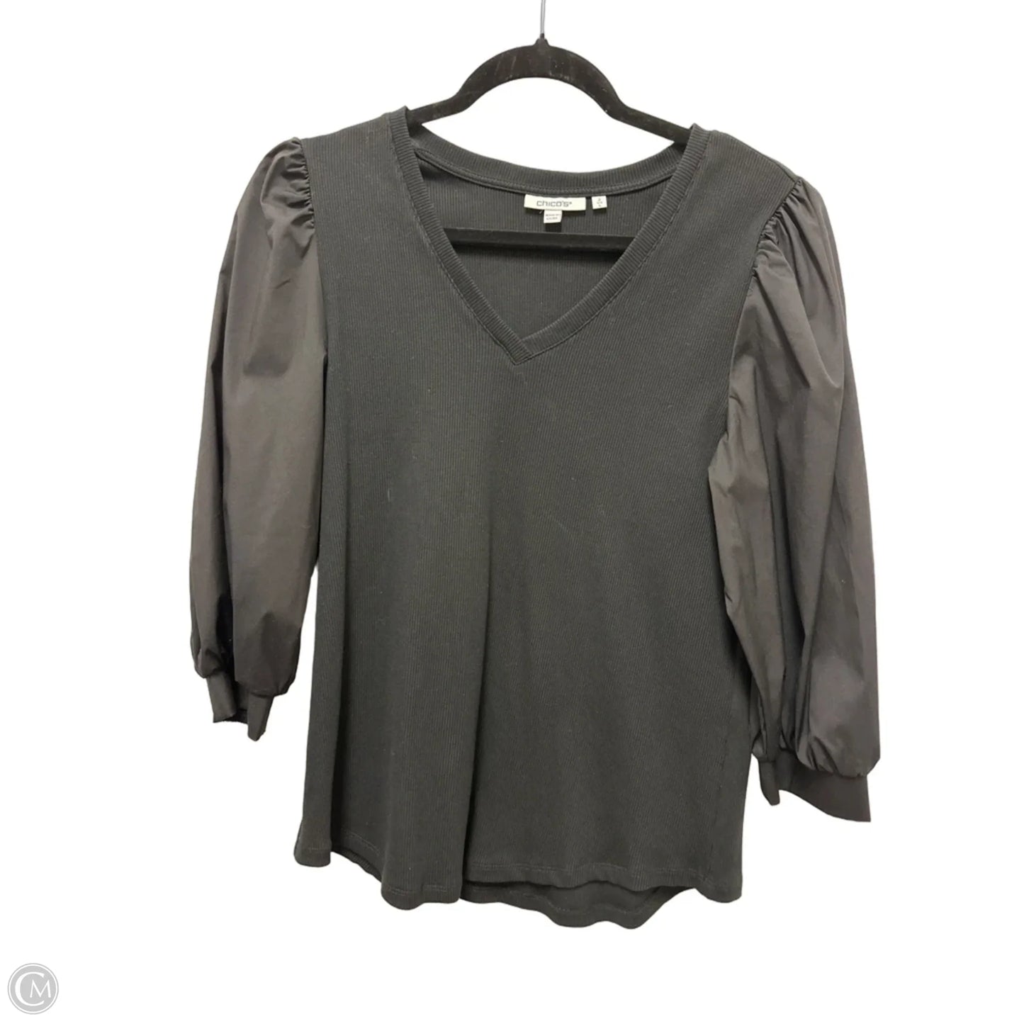 Top Short Sleeve By Chicos In Black, Size: L