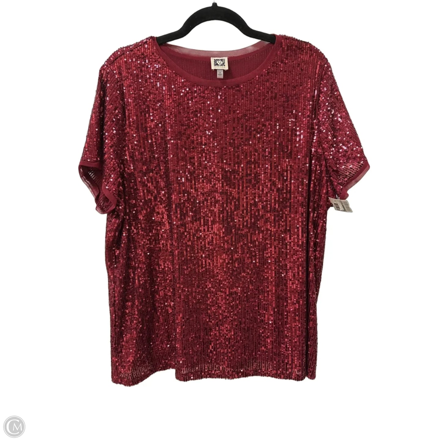 Top Short Sleeve By Anne Klein In Red, Size: 1x