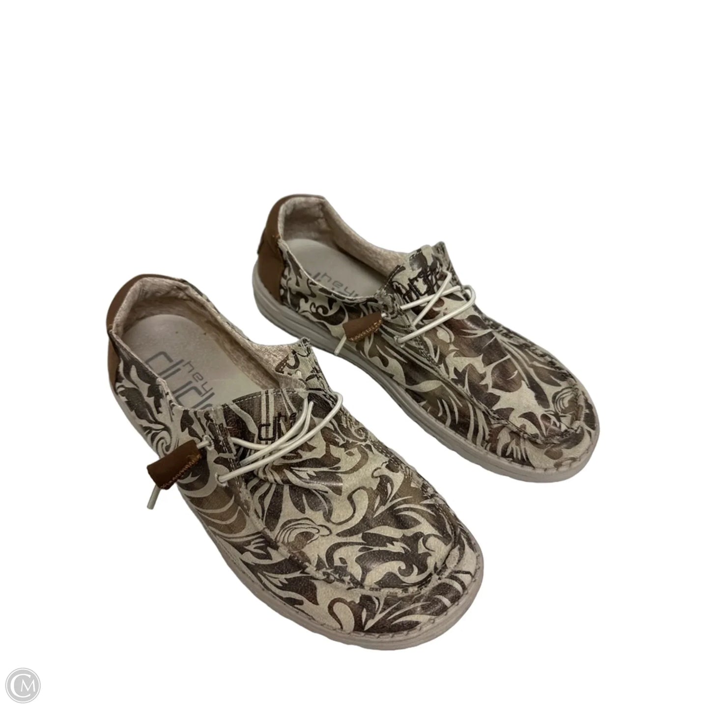 Shoes Flats By Hey Dude In Brown & Cream, Size: 8