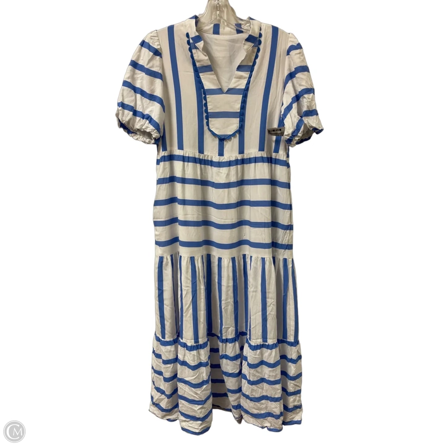Dress Casual Midi By Clothes Mentor In Blue & White, Size: M