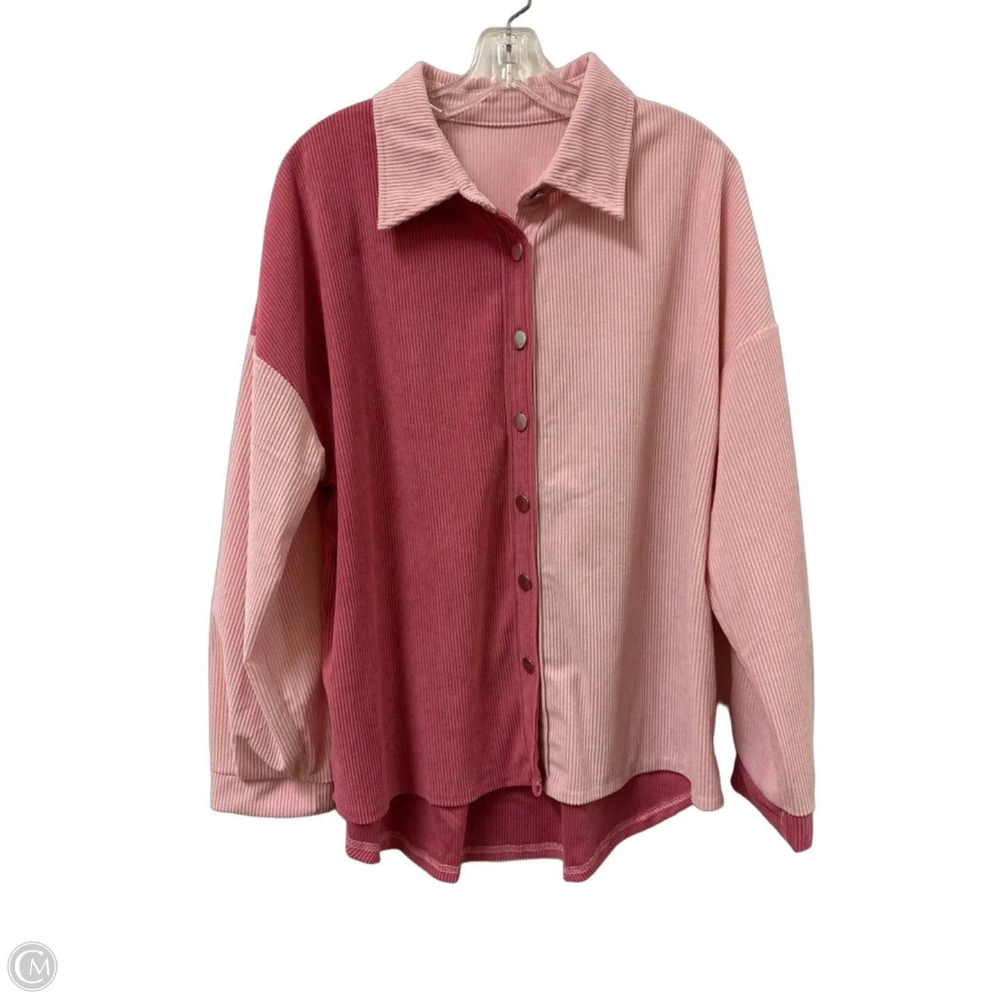 Jacket Shirt By Clothes Mentor In Pink, Size: Xl