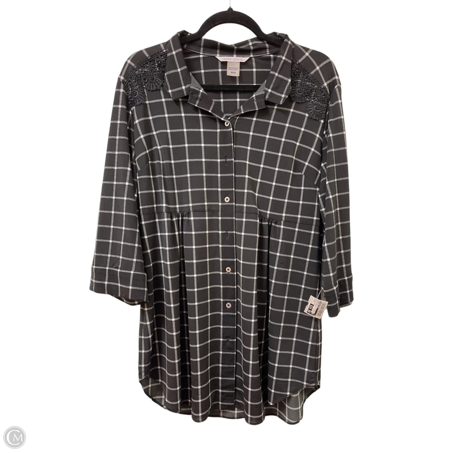 Tunic Long Sleeve By Nygard Peter In Black & White, Size: M