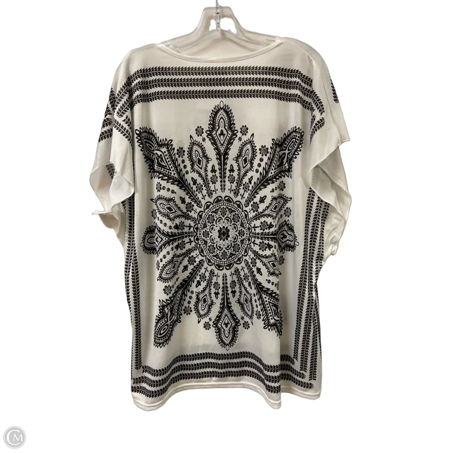 Tunic Short Sleeve By Clothes Mentor In Black & White, Size: Osfm