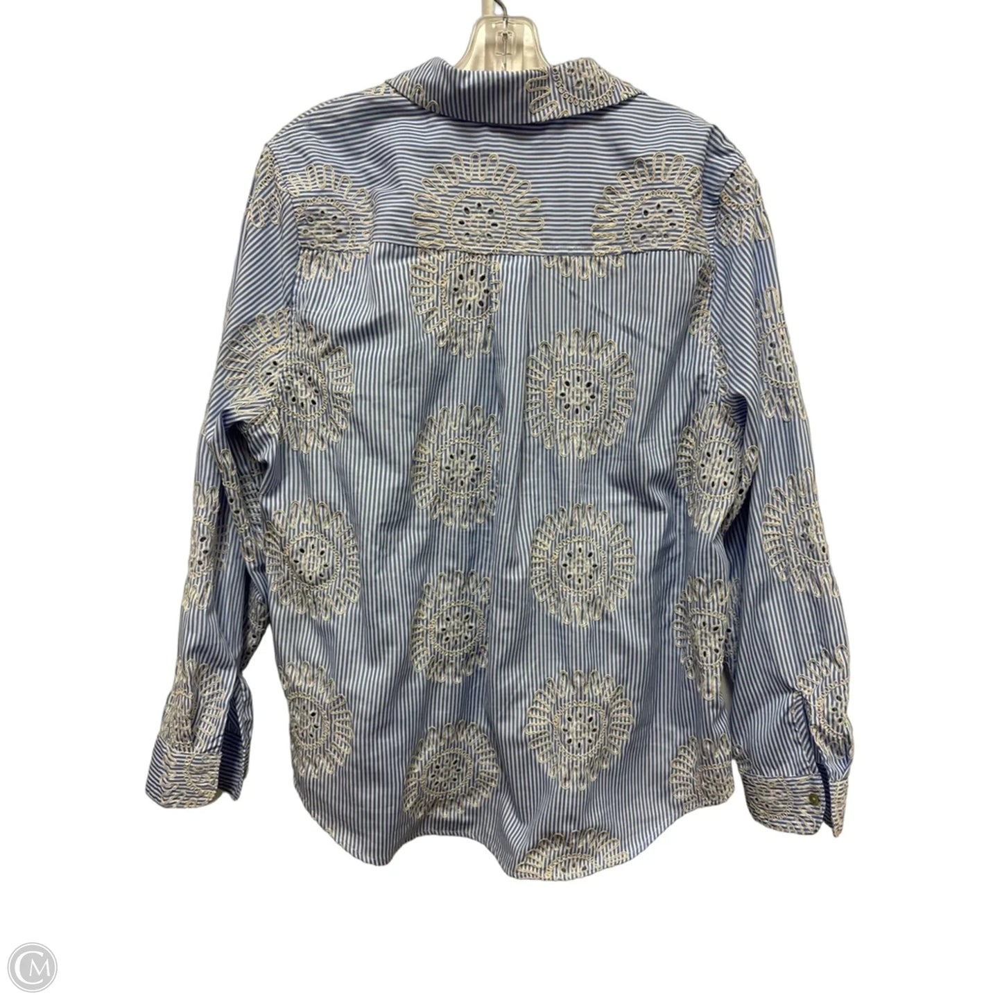 Blouse Long Sleeve By Nanette By Nanette Lepore In Blue & White, Size: Xl