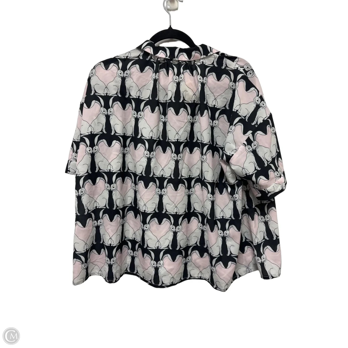 Blouse Short Sleeve By Clothes Mentor In Black & Pink, Size: Xl