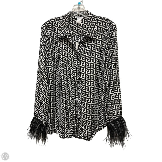 Blouse Long Sleeve By Clothes Mentor In Black & White, Size: L