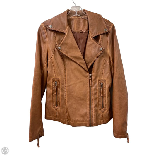 Jacket Moto By Max Studio In Brown, Size: S