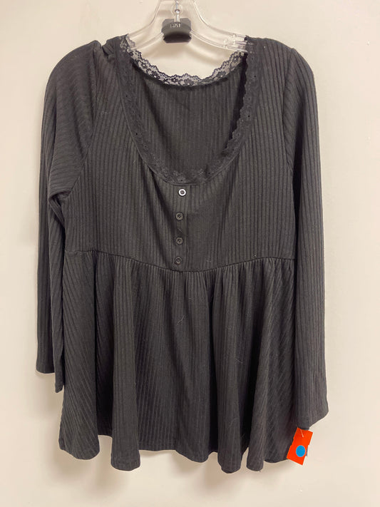 Top Long Sleeve By Shein In Black, Size: 2x