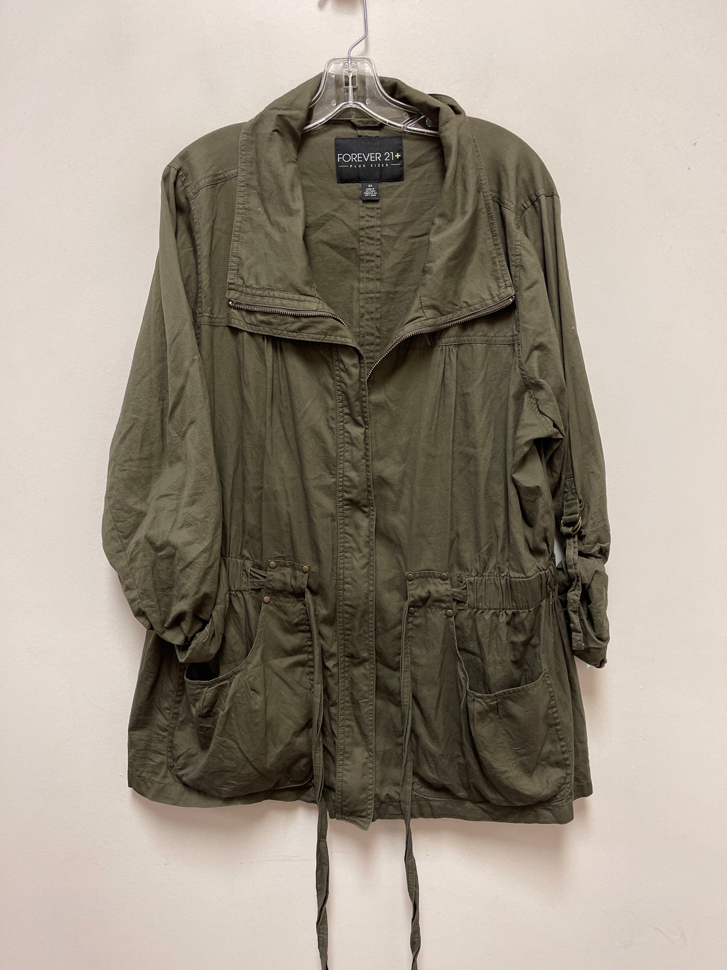 Jacket Utility By Forever 21 In Green, Size: 3x