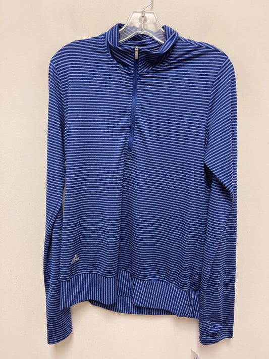 Blue Athletic Top Long Sleeve Collar Adidas, Size M