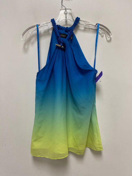 Blue & Yellow Top Sleeveless Lauren By Ralph Lauren, Size S