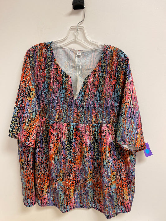 Multi-colored Top Short Sleeve Clothes Mentor, Size 2x