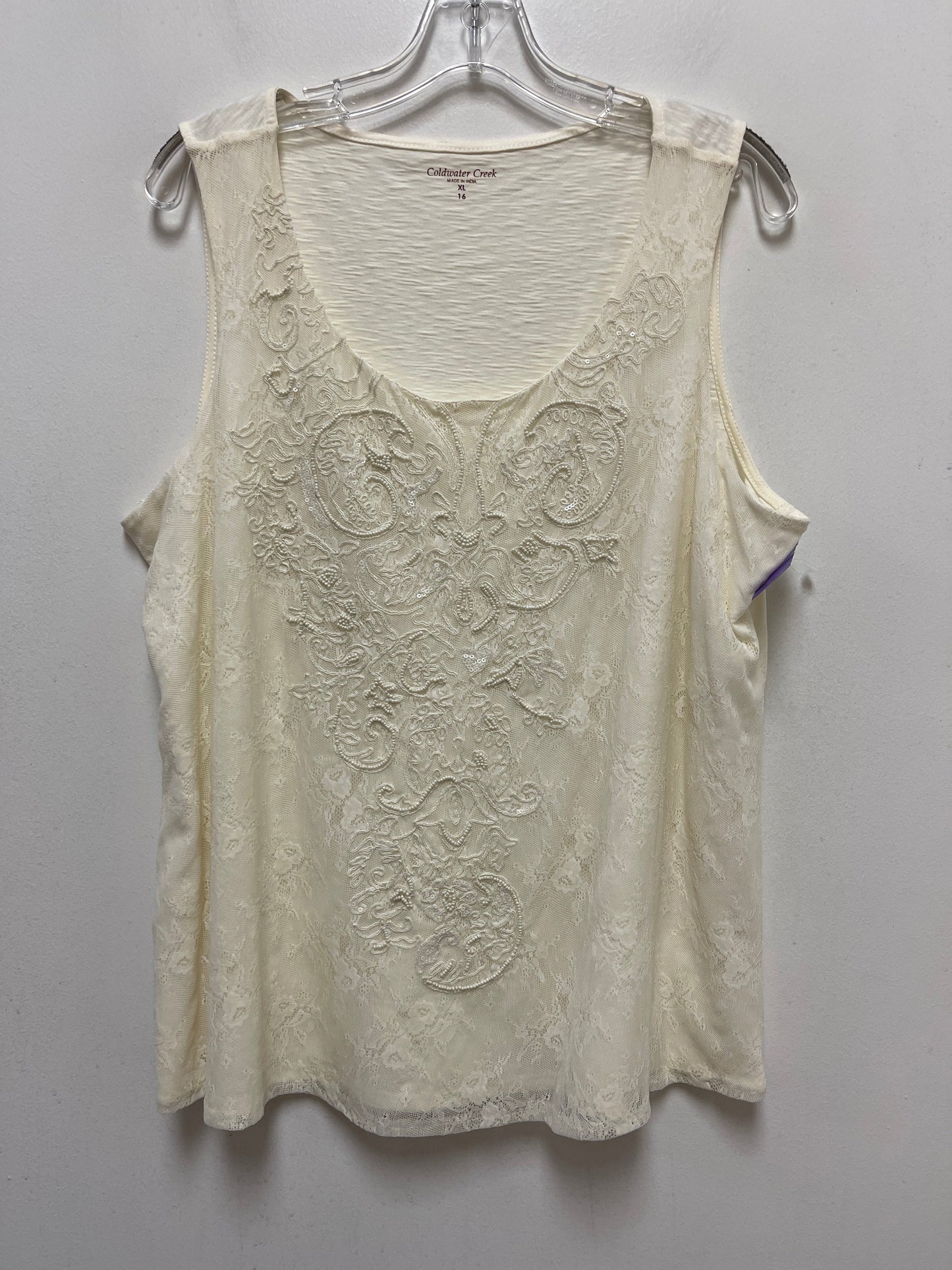 Cream Top Sleeveless Coldwater Creek, Size Xl