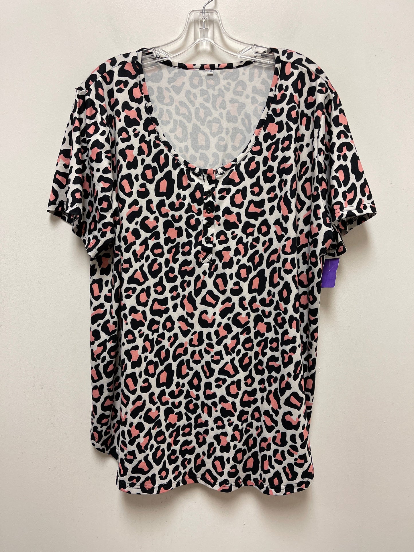 Animal Print Top Short Sleeve Clothes Mentor, Size 3x