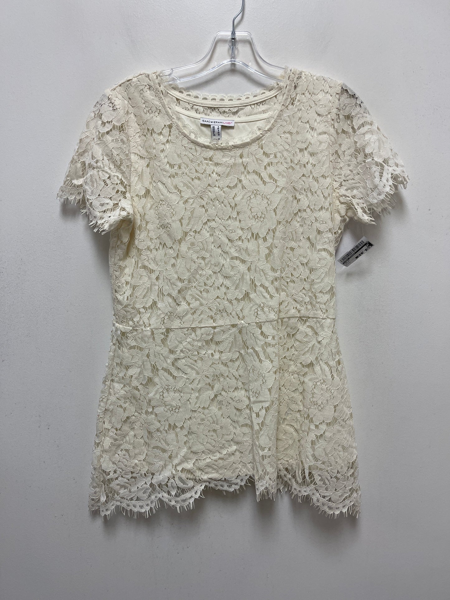 Cream Top Short Sleeve Isaac Mizrahi, Size S