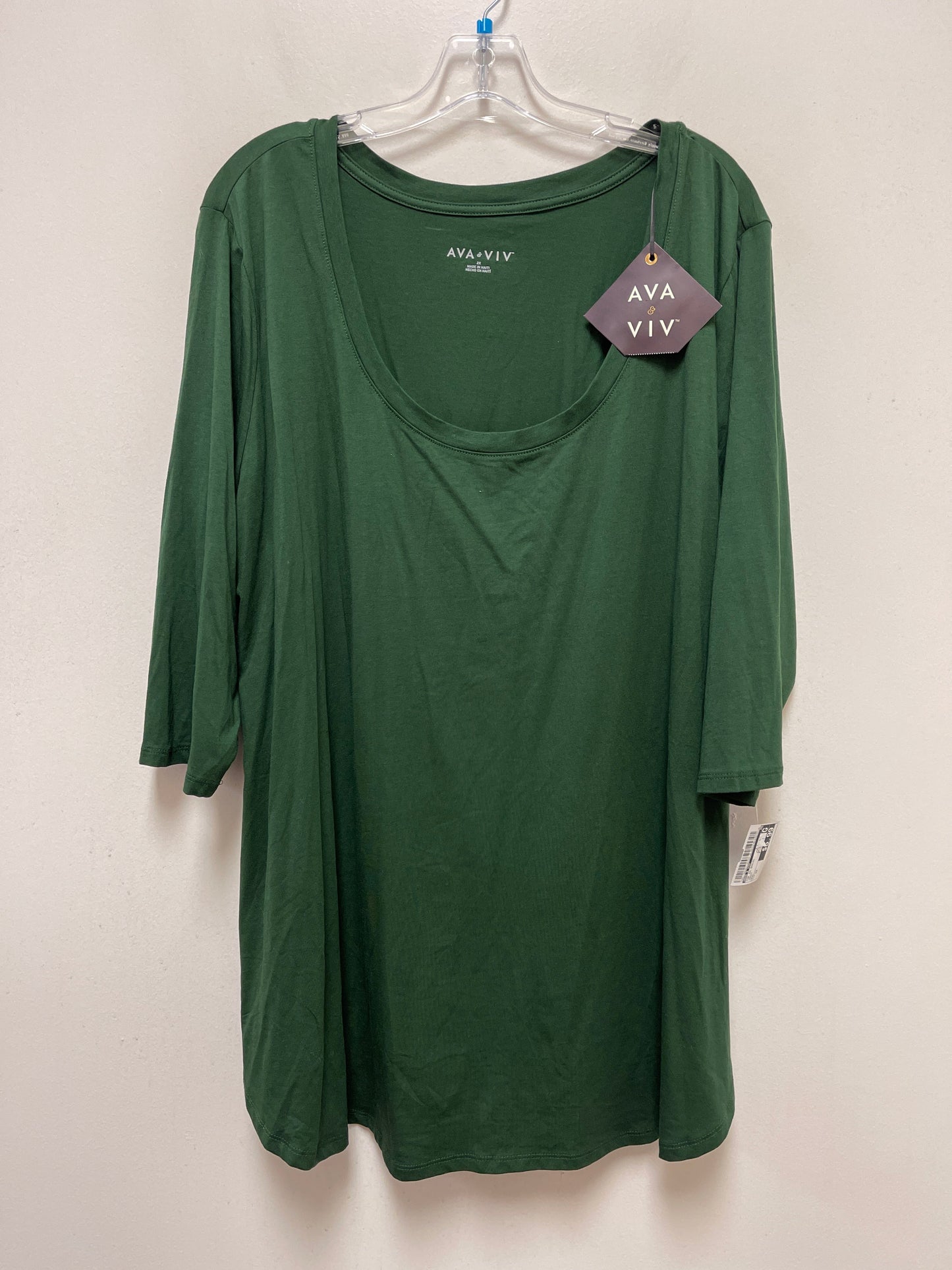 Green Top Short Sleeve Basic Ava & Viv, Size 2x