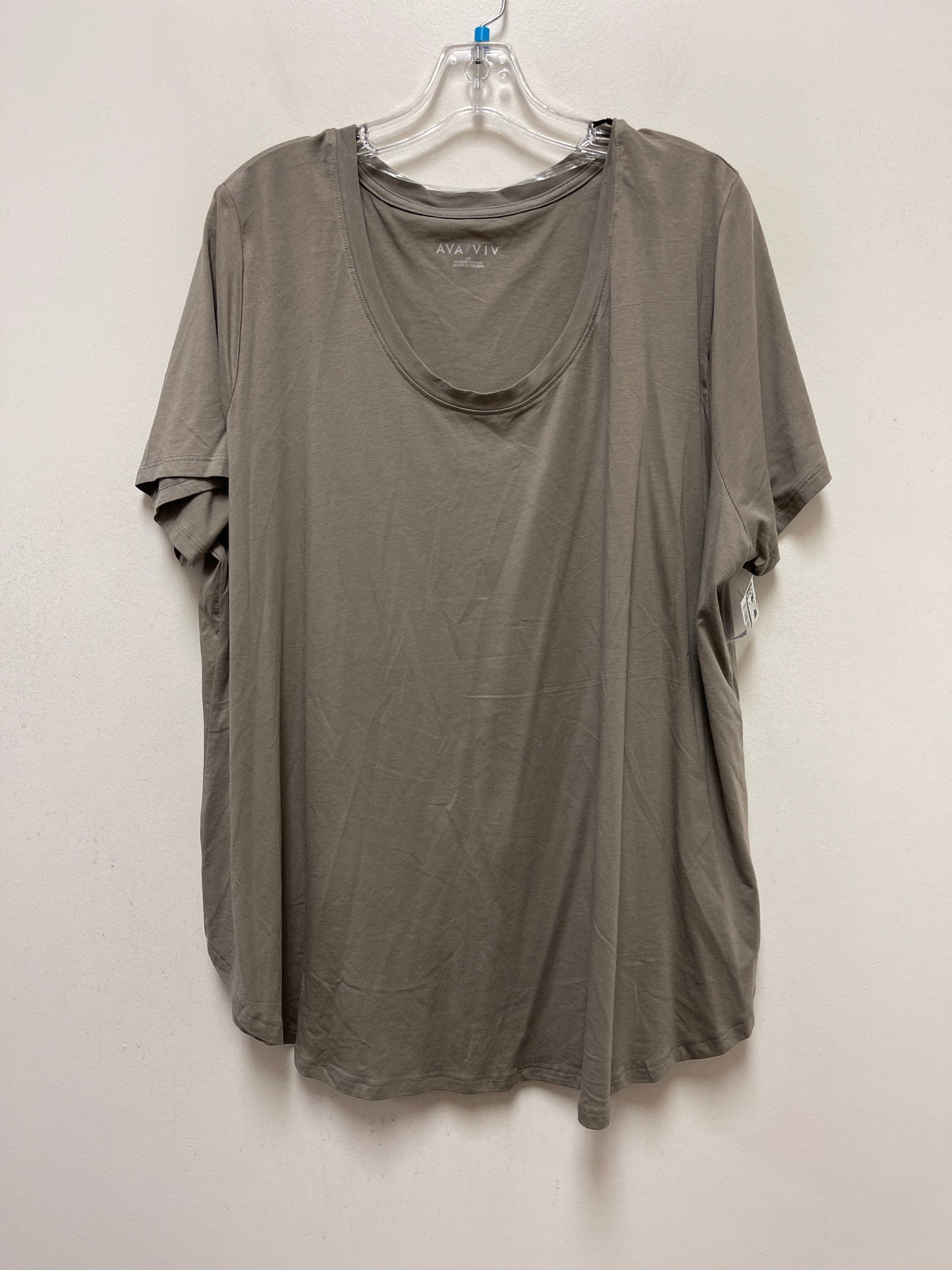 Brown Top Short Sleeve Basic Ava & Viv, Size 2x