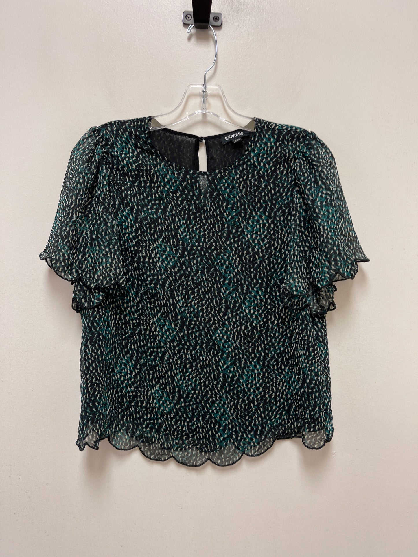 Black & Green Top Short Sleeve Express, Size S