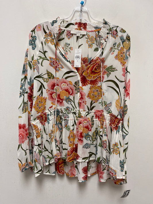 Floral Print Top Long Sleeve Loft, Size M