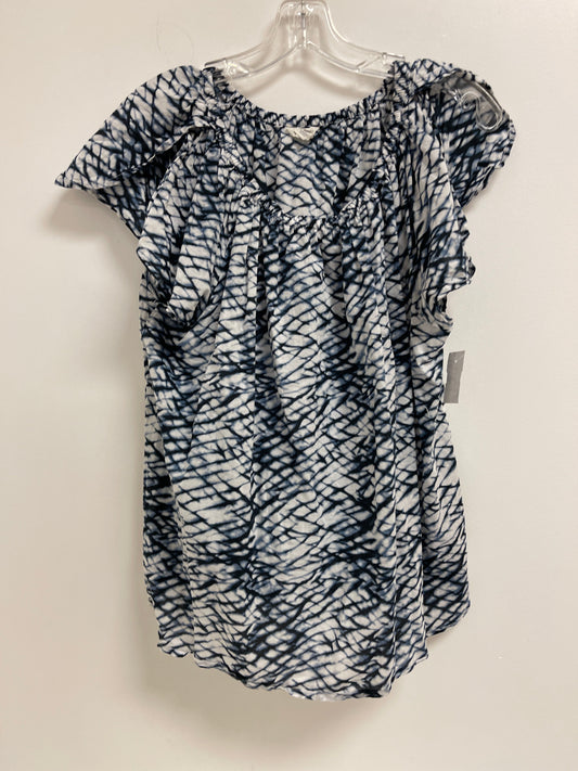 Blue & White Top Short Sleeve Caslon, Size L