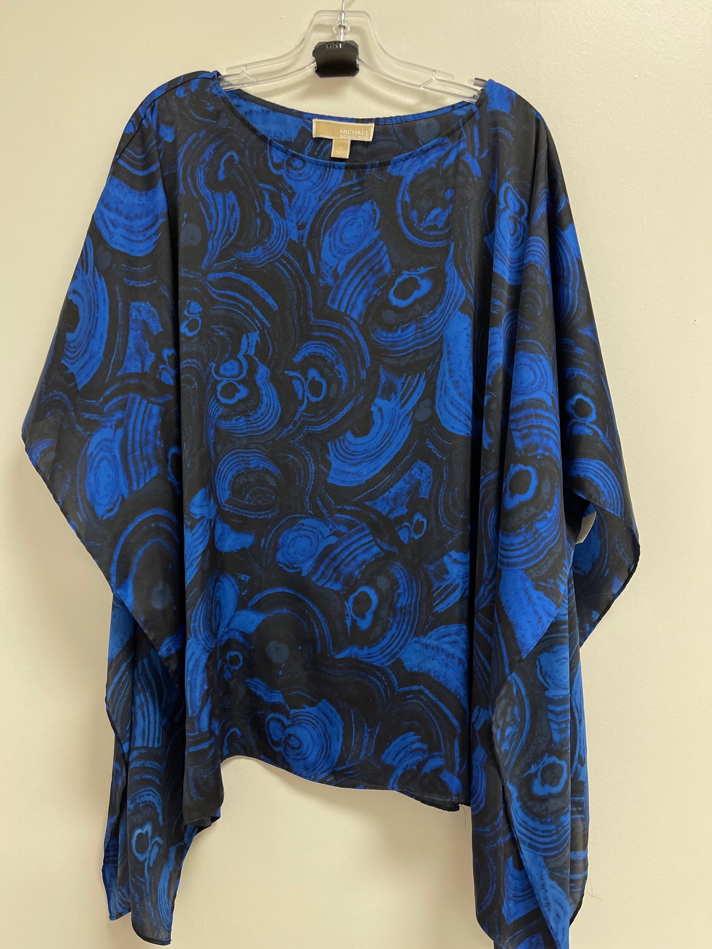 Black & Blue Top Short Sleeve Michael By Michael Kors, Size 1x