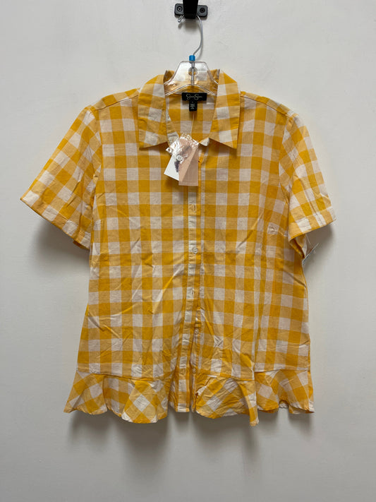 White & Yellow Top Short Sleeve Jessica Simpson, Size L