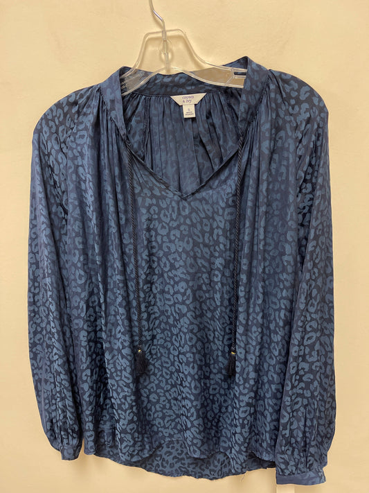 Navy Top Long Sleeve Crown And Ivy, Size S