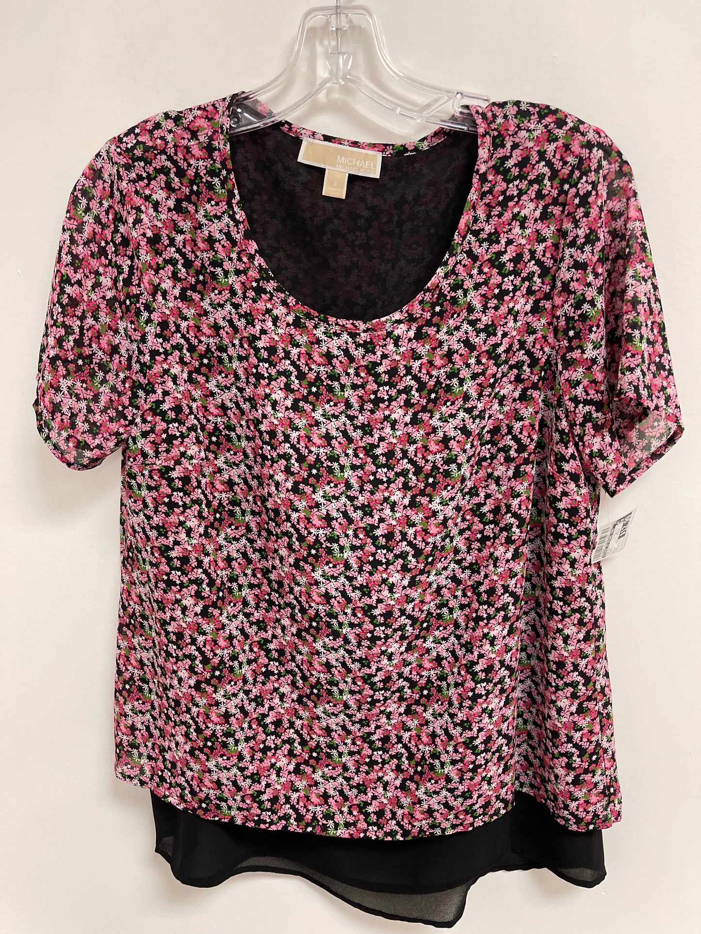 Floral Print Top Short Sleeve Michael By Michael Kors, Size S