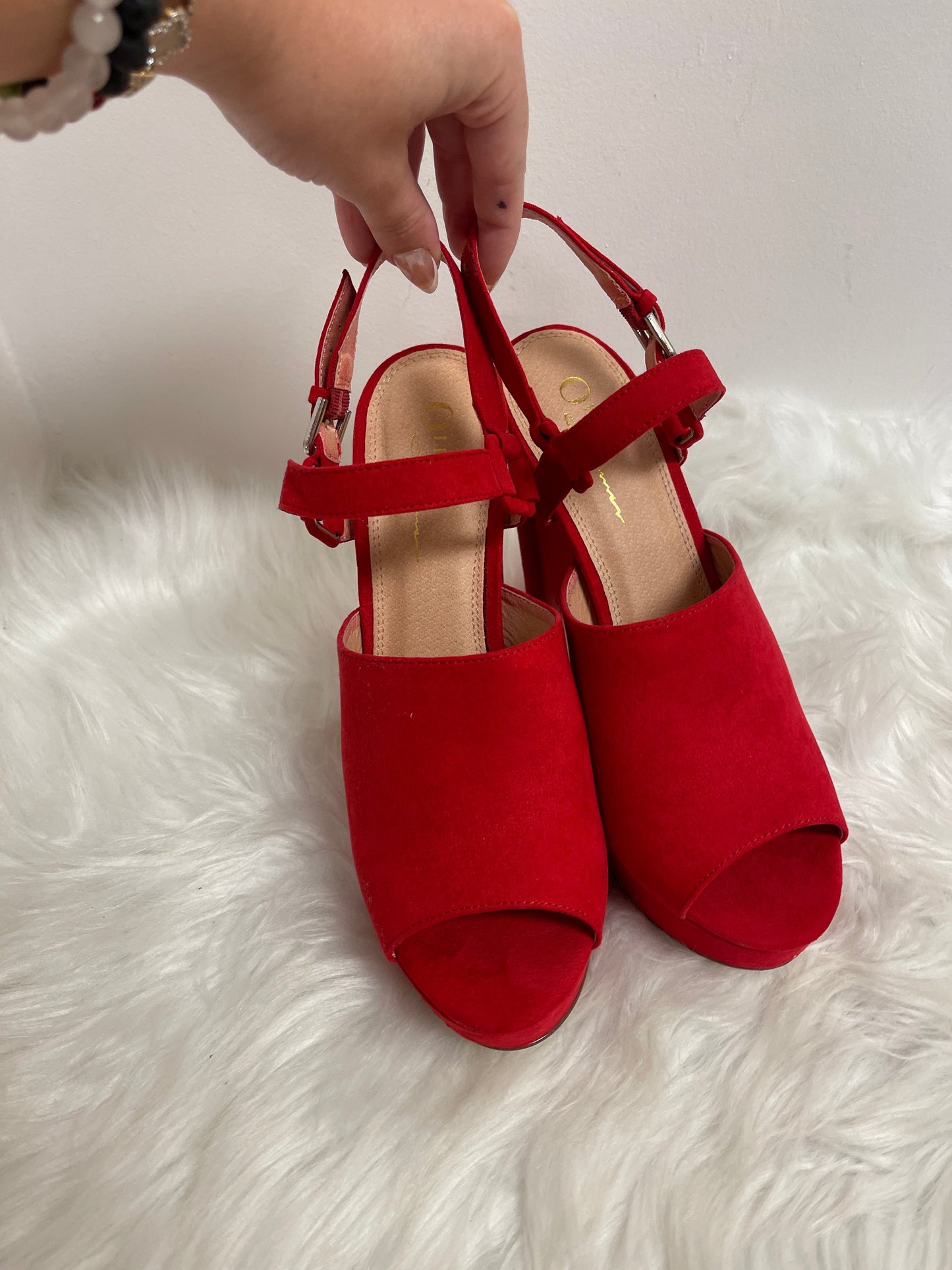 Red Sandals Heels Block Clothes Mentor, Size 9