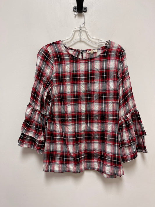Plaid Pattern Top Long Sleeve Jane And Delancey, Size S