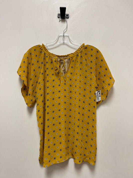 Yellow Top Short Sleeve Loft, Size S