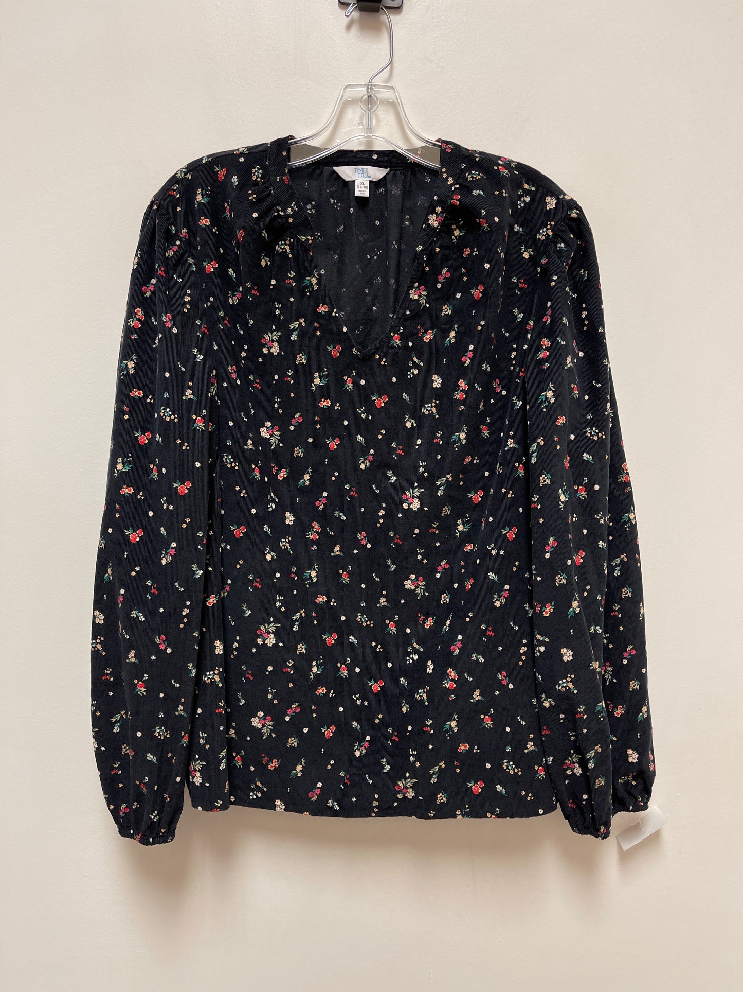 Floral Print Top Long Sleeve Time And Tru, Size Xl