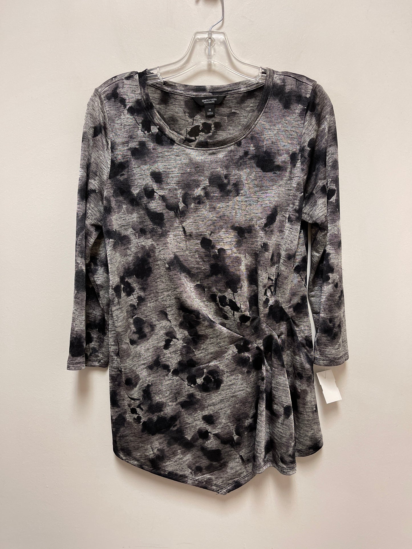 Top Long Sleeve By Simply Vera In Grey, Size: M