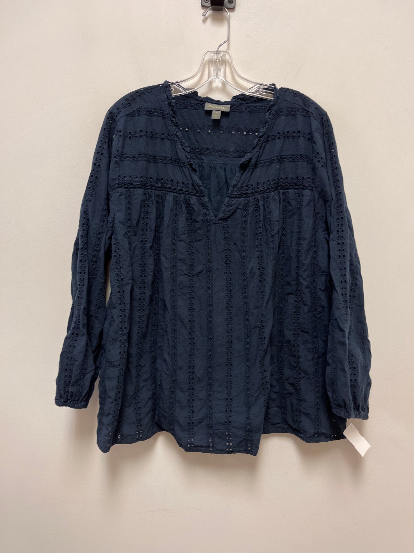 Top Long Sleeve By Style And Company In Navy, Size: 3x