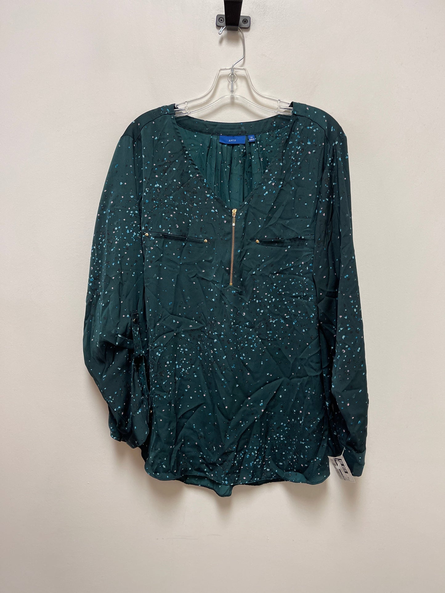 Top Long Sleeve By Apt 9 In Green, Size: 2x