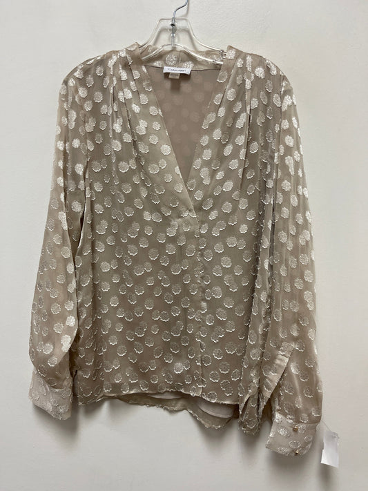 Top Long Sleeve By Calvin Klein In Cream, Size: L